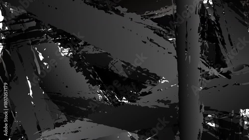 黒のグラデーションブラシの線が素早く現れる。サスペンス風のイラスト動画。