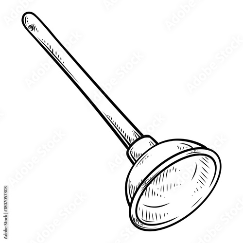 toilet pump vector line art hand drawn illustration