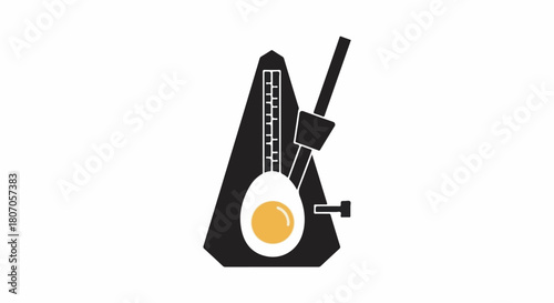 Creative concept of a metronome with a boiled egg inside, symbolizing rhythm and delicate balance.