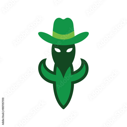 Cactus cowboy mascot logo design featuring a western themed character for branding Vector illustration