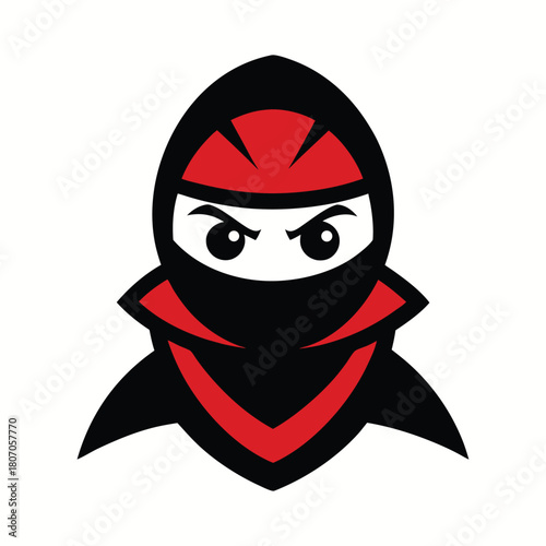 Ninja head logo icon minimalist design featuring a stealth inspired character Vector illustration