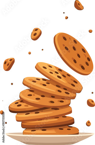 Delightful chocolate chip cookies composition, a stack of sweet temptation