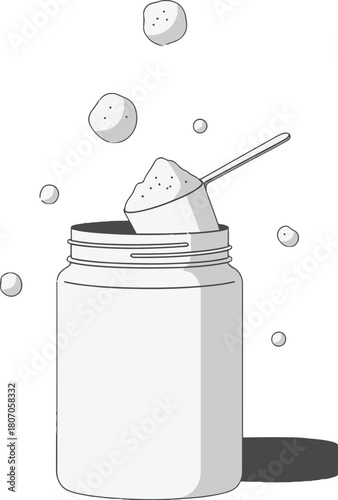 Protein powder preparation in simplistic vector illustration design style