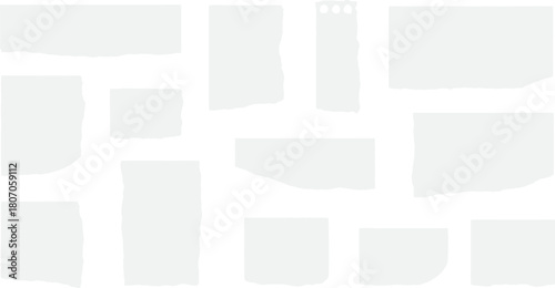 Collection of Light Gray Torn Paper Pieces for Creative Designs and Mockups