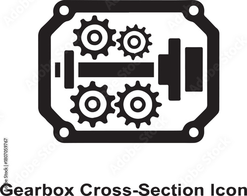 Gearbox Cross Section Icon – Mechanical Transmission System Vector