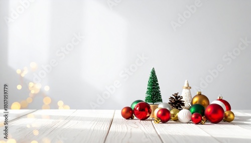 Christmas ornaments on table