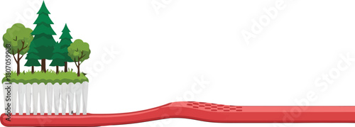 Eco-Friendly Oral Hygiene: A Toothbrush with Nature Concept Illustration