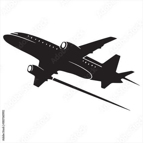 Airplane Silhouette Vector – Jet in Flight with Motion Lines