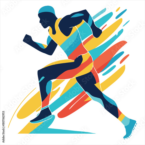 Colorful Runner Vector – Motion, Speed & Athletic Energy