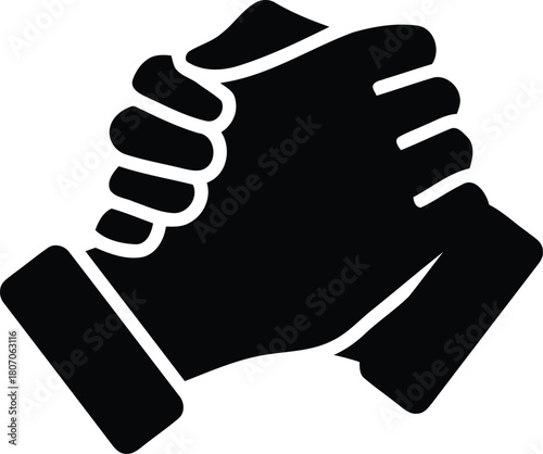 handshake, hands, clasp, grip, agreement, partnership, business, connection, unity, strength, support, trust, solidarity, icon, silhouette, black, symbol, isolated, white background, cooperation, deal