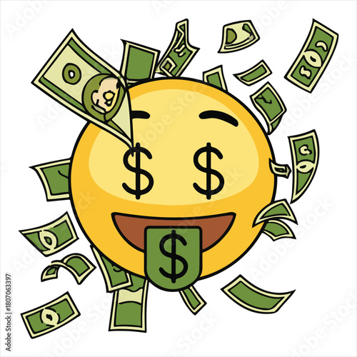 Money Face Emoji Vector – Dollar Eyes & Cash Tongue
