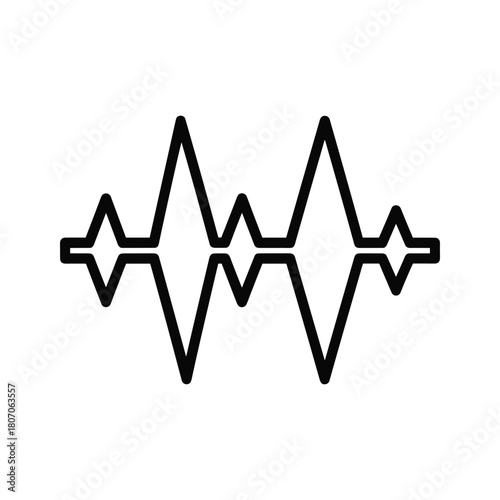 Audio waveform icon showing sound vibration isolated on