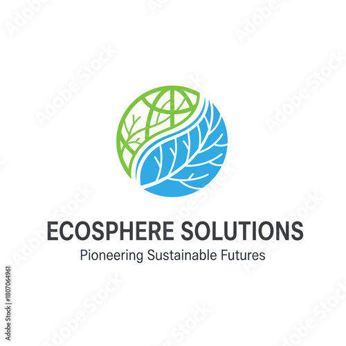 Ecosphere Solutions Logo - Sustainable Future with Green and Blue Globe Design.