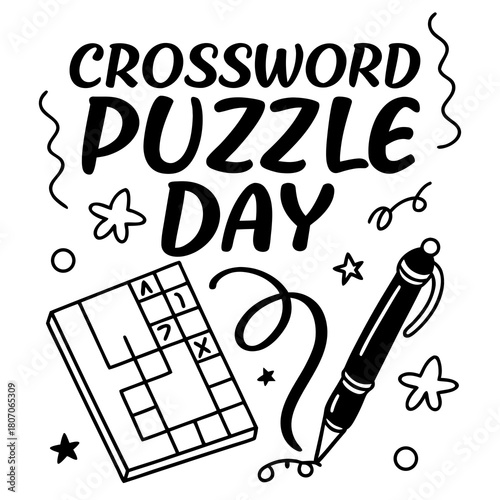 CROSSWORD PUZZLE DAY vector illustration isolated on white background