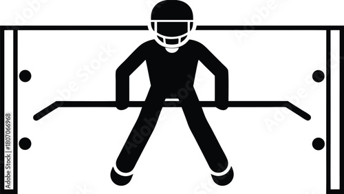 Foosball Player Icon: Stylized Black and White Illustration for Gaming and Entertainment Concepts                                                     