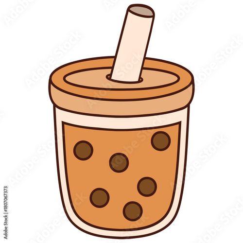Illustration of a Cup of Bubble Tea