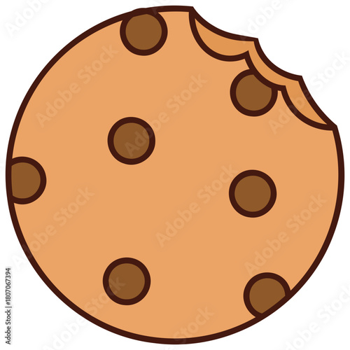 Chocolate Chip Cookie with Bite Illustration