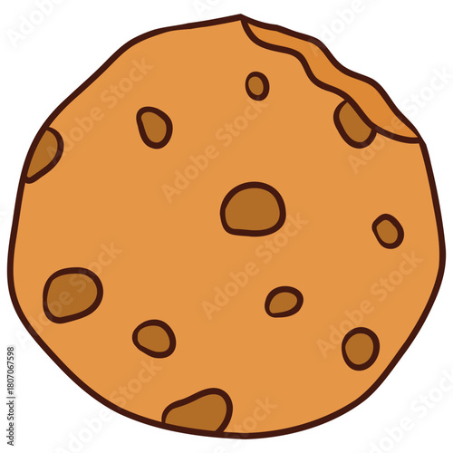 Chocolate Chip Cookie Cartoon Illustration