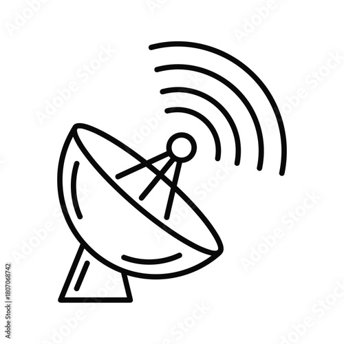 Satellite dish receiving signals, isolated on