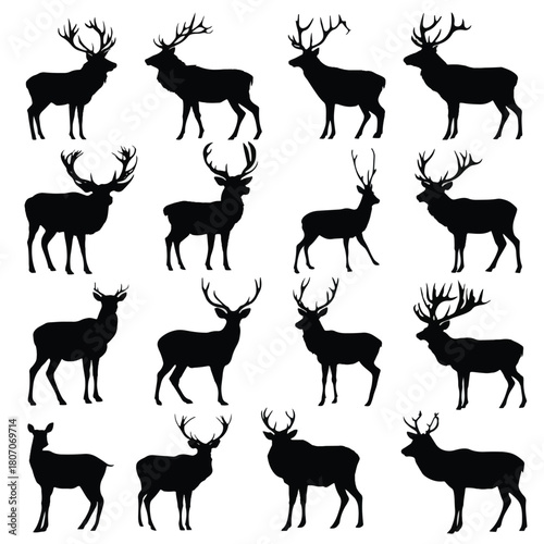 deer silhouettes set