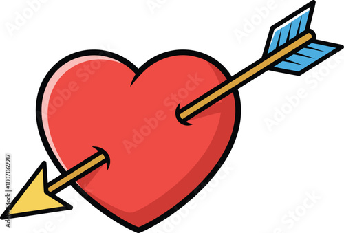 Heart and arrow vector, red heart with an arrow, heart and arrow vector illustration