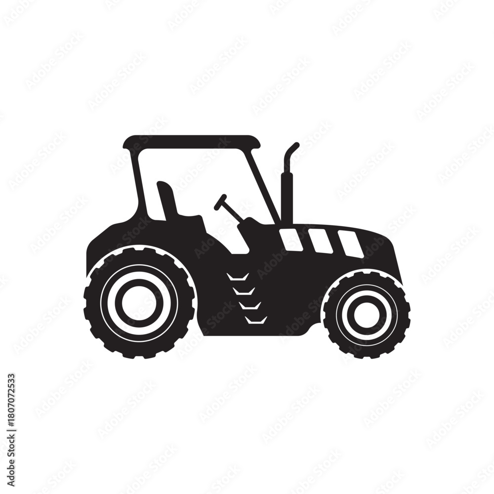 Obraz premium A tractor black clipart isolated on a white background, A farm Tractor Silhouette