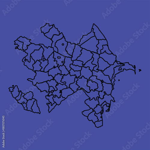 Azerbaijan map outline black vector illustrat