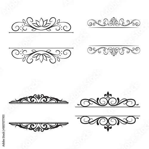 Elegant Black and White Ornate Vector Dividers and Headers Set