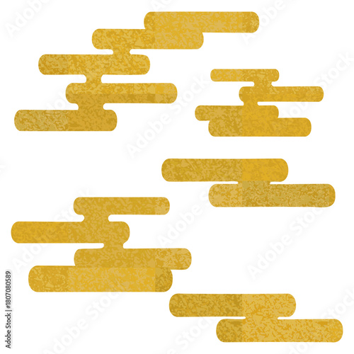 金色の雲の和風素材