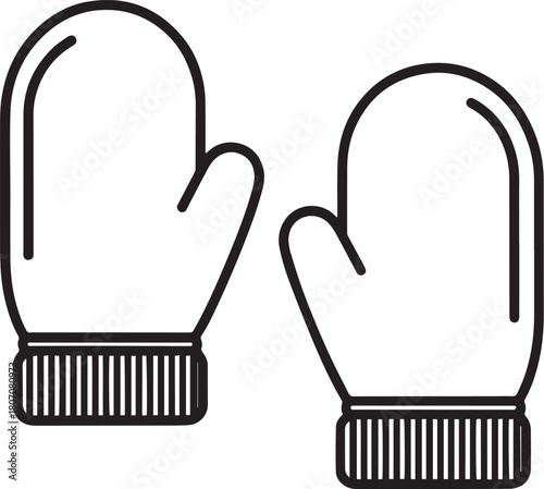 Two gloves against a white background. The winter concept of warmth they are made of wool.