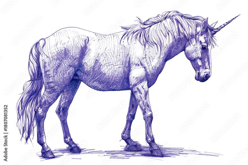 Fototapeta premium PNG Vintage drawing unicorn sketch animal mammal.