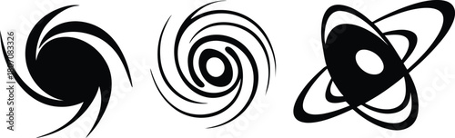 black hole swirl silhouette style minimal vector art illustration on a white background
