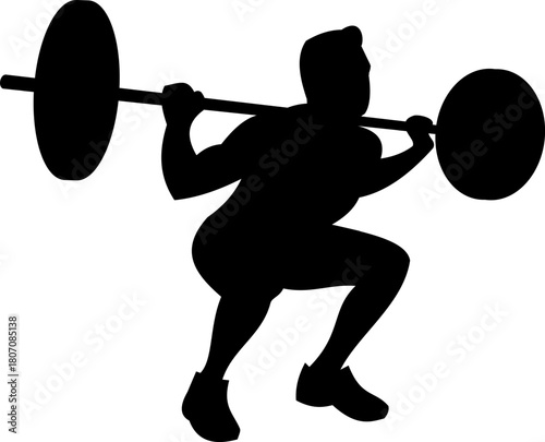 Silhouette of a person performing a barbell back squat exercise