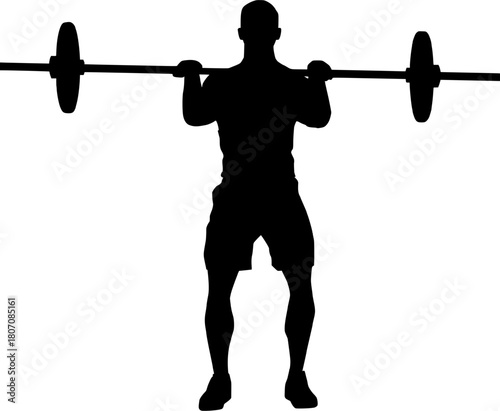 Silhouette of a person performing a barbell back squat exercise