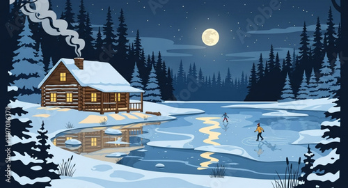 winter landscape with house