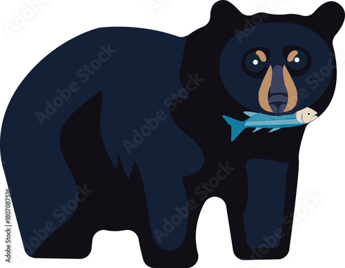 Brown bear silhouette vector in a forest wildlife design