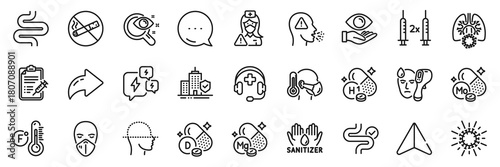 Apartment insurance, Health eye and Intestine line icons pack. Share, Message, Paper plane icons. Electronic thermometer, Cough, Stress web icon. Nurse, Coronavirus lungs, Vitamin d pictogram. Vector