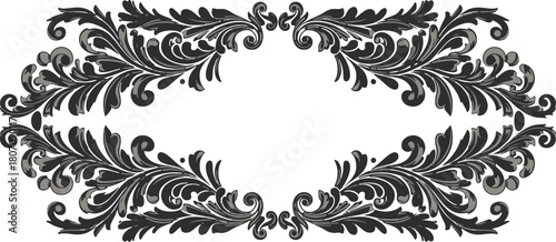 Elegant damask frame element for creative design and decoration projects