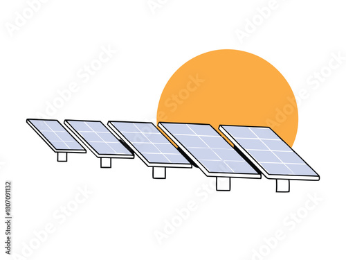 Clean energy source solar panel array harvesting sun rays for sustainable power generation