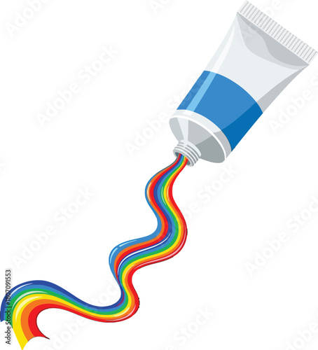 Vibrant Spectrum of Creative Expression: Rainbow Paint Flowing Freely