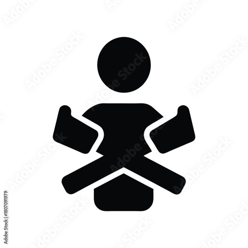 Person with crossed paddles icon, a graphic vector for watersports or outdoors recreation, isolated silhouette.                                       
