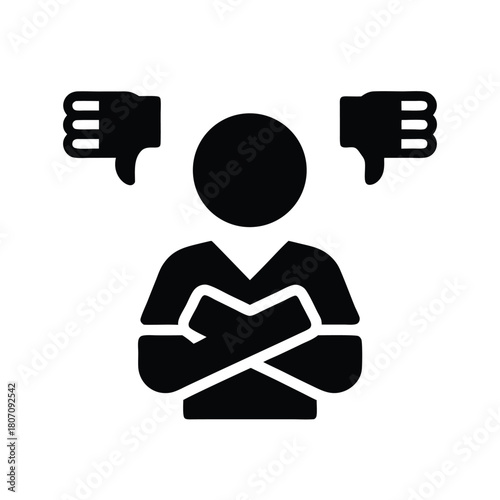 Person Receiving Negative Feedback: Symbolic Disapproval Gestures, Isolated Icon                                                                      