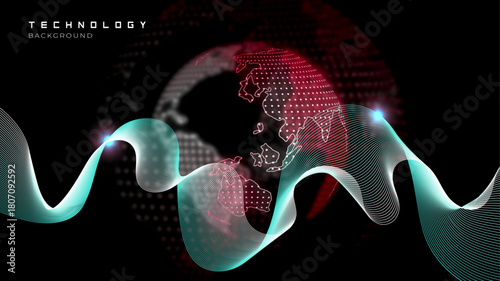 Futuristic Global Data Loading Interface with neural line Perfect for visuals related to digital transformation, cloud computing, worldwide connectivity, information systems, and innovative tech UI/UX