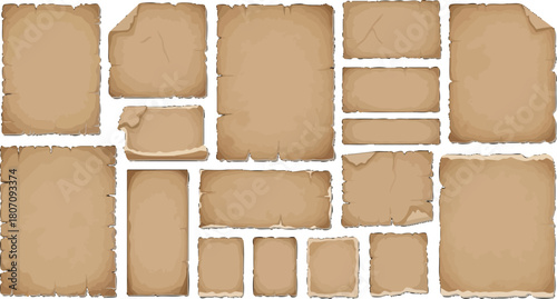 Versatile old paper elements perfect for texture overlays and design collages