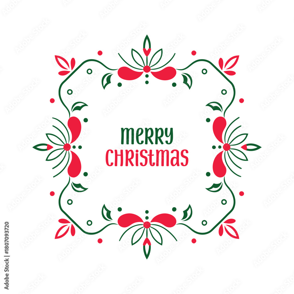 Obraz premium Festive Merry Christmas Decorative Frame with Red and Green Foliage