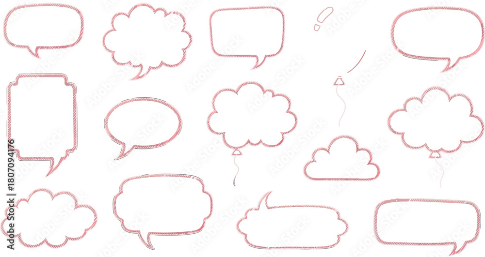 Fototapeta premium Rose Gold Sketched Speech Bubble Collection for Creative Communication