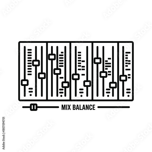 Audio mixing console with sliders and faders, representing mix balance