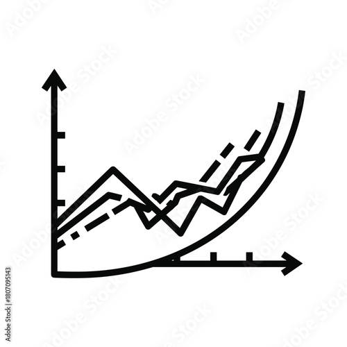 Line graph showing upward trend and growth isolated on