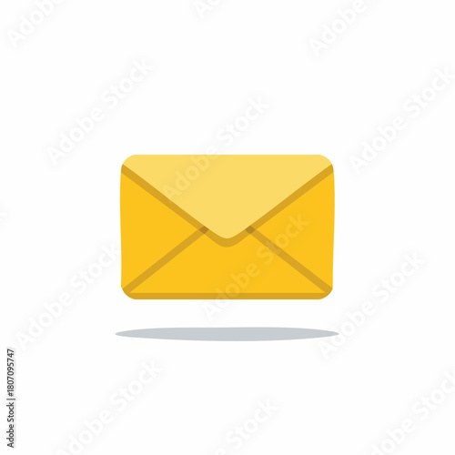 Bright yellow mail envelope icon for digital communication, messages, and contact illustration