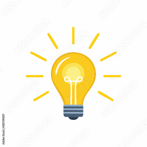 Bright yellow lightbulb illuminating with new idea concept